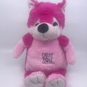 Fiesta Plush 15” Pink Wolf Skin Great Wolf Lodge Zipper Back Stuffed Animal Read